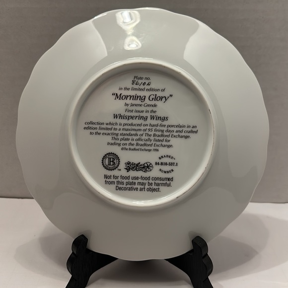 Hummingbird and Morning Glory Decorative Plate First Whispering Wings - Picture 4 of 5